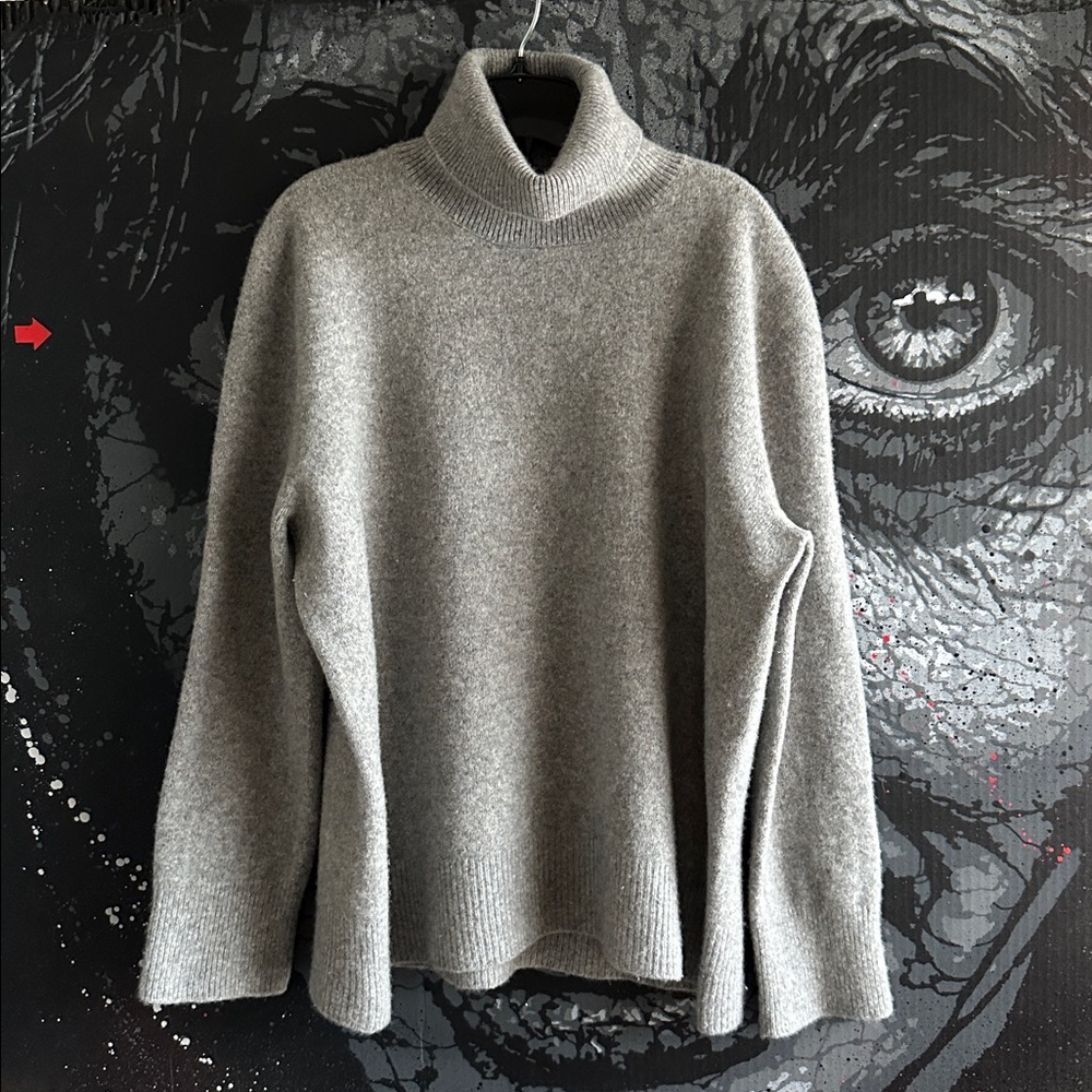 The ROW Cashmere LUXURIOUS THICK GREY MELANGE TURTLENECK XL - Picture 2 of 15